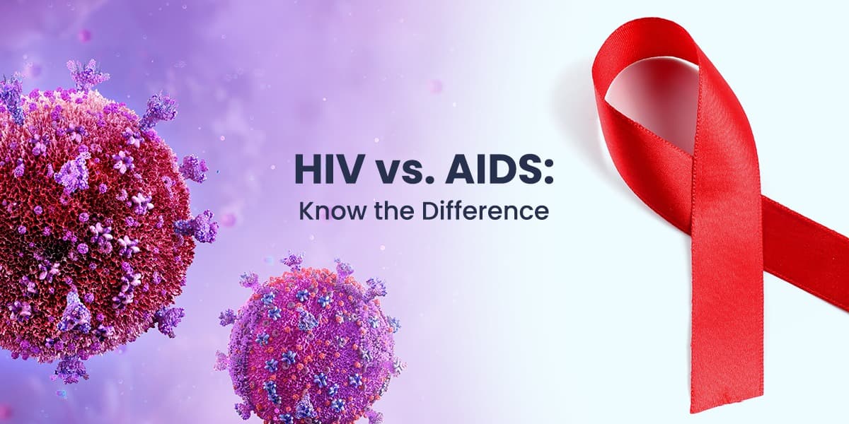 Educational graphic comparing HIV and AIDS